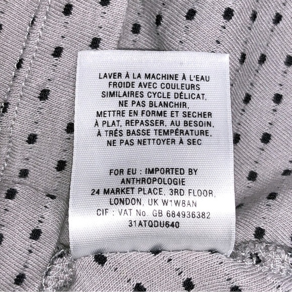 Anthropologie Postmark Gray Polka Dot Ruche Short Sleeve Top Size M - Picture 8 of 11